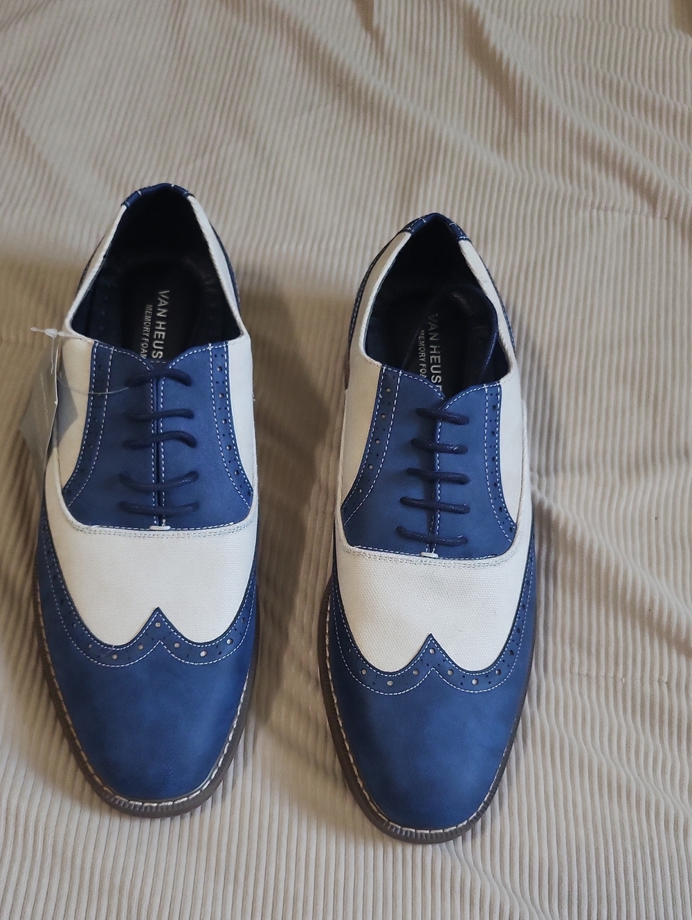 Van Heusen Two-Tone Navy and White Wingtip Oxfords